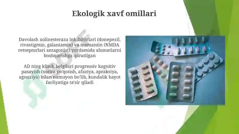 Alzheimer kasalligi etiopatogenezi, klinikasi, diagnostik dif 8