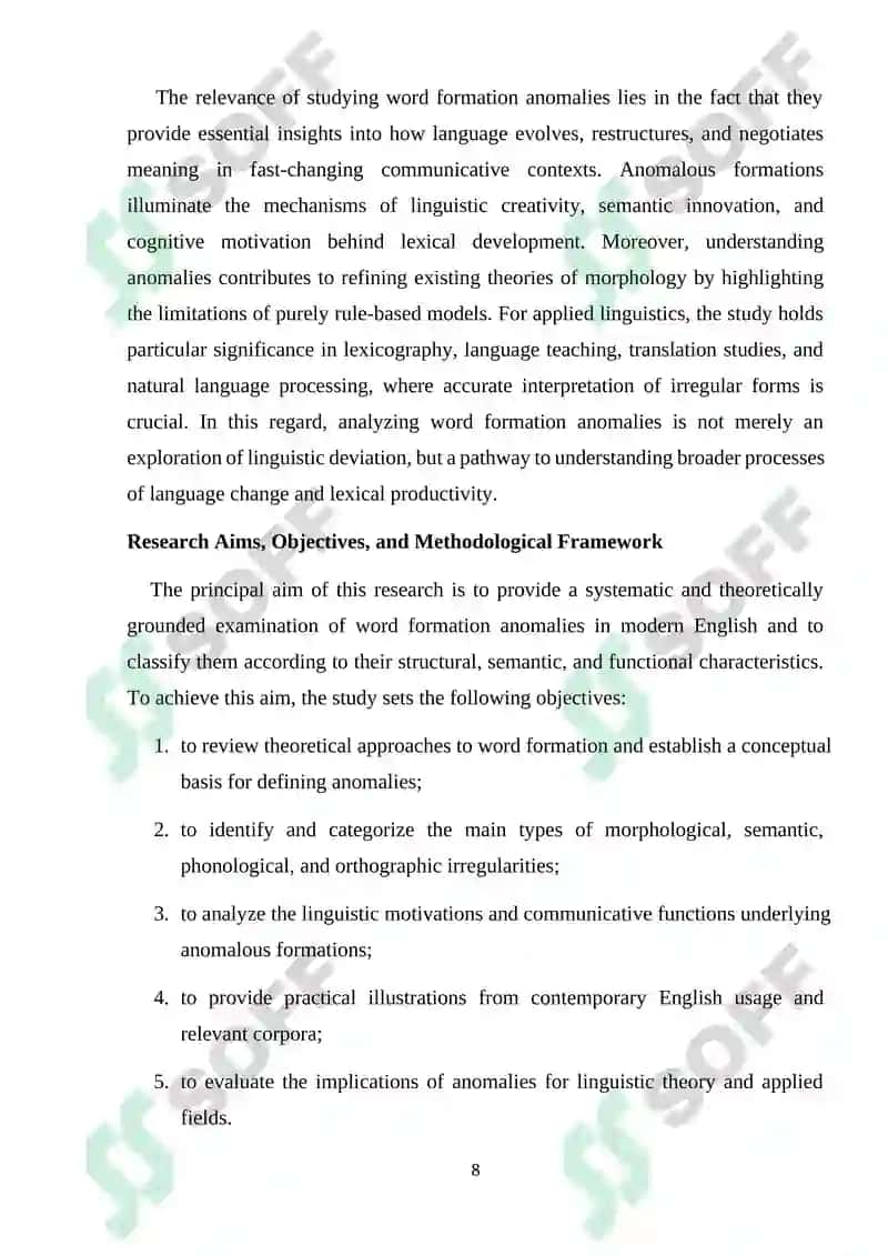 WORD FORMATION ANOMALIES AND THEIR CATEGORIZATION 8