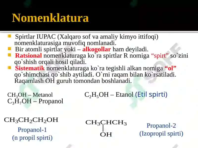 To‘yingan bir atomli spirtlar 8