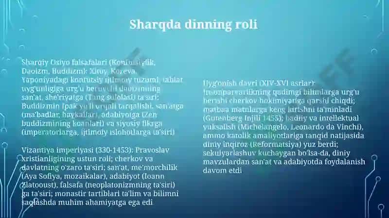 O'rta asr Islom ilm-fani va Uyg'onish davri fanlari 8