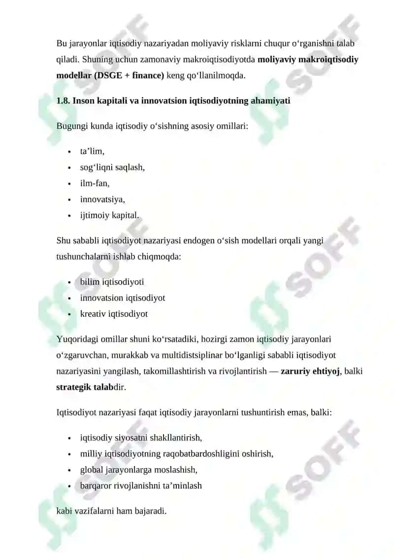 Hozirgi zamon iqtisodiyot nazariyasi rivojlanishining asosiy yo‘nalishlari 8