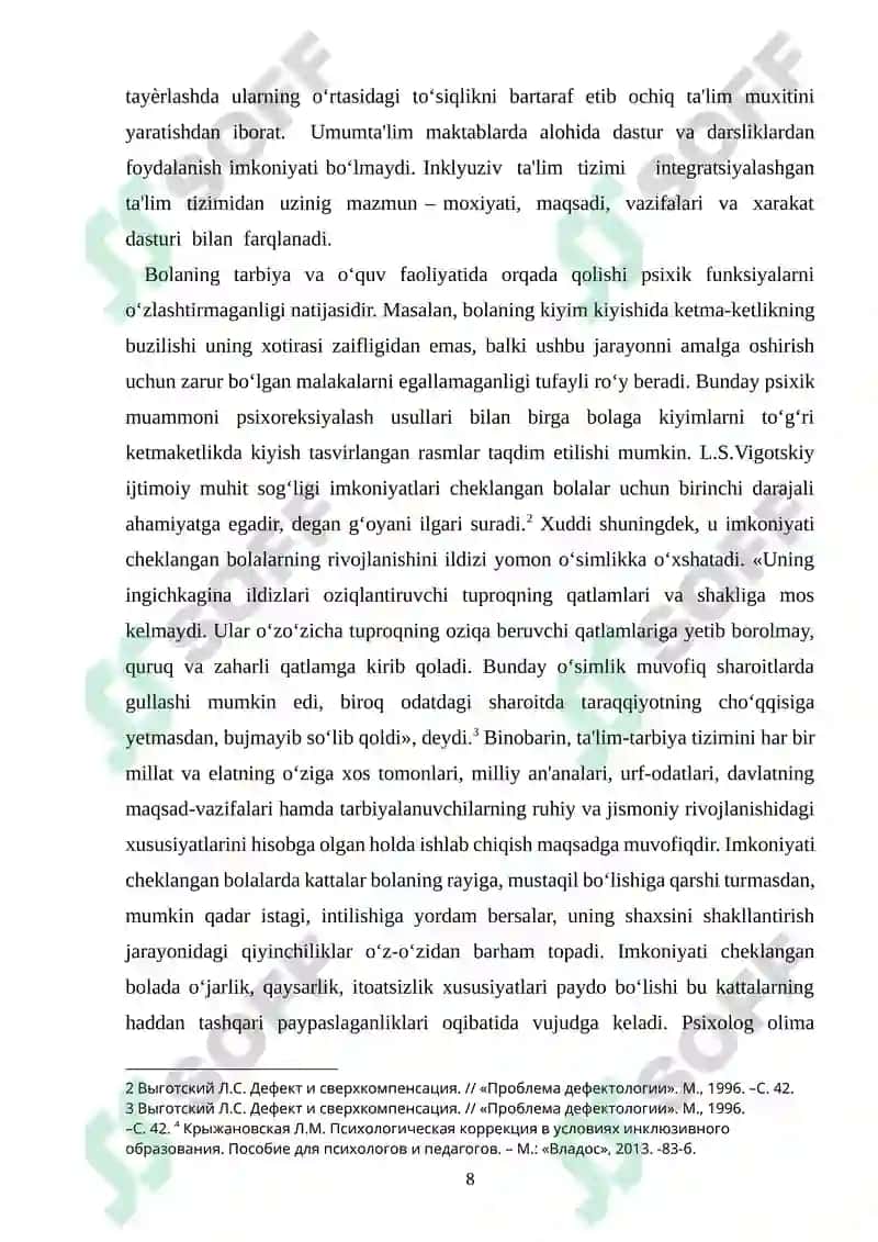 IMKONIYATI CHEKLANGAN BOLALAR TURLARI VA ULARNI INKLYUZIV TA’LIMGA JALB ETISH 8