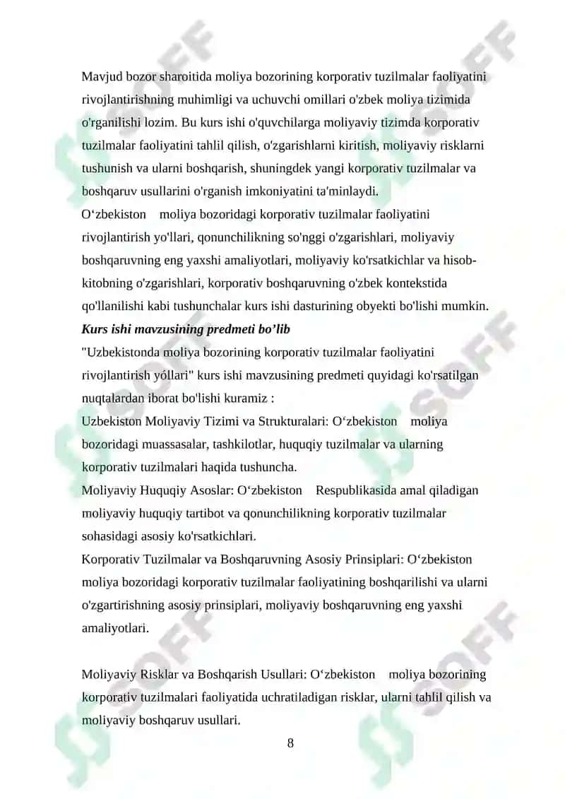 Moliya bozorining korporativ tuzilmalar faoliyatini rivojlantirish yóllari 8
