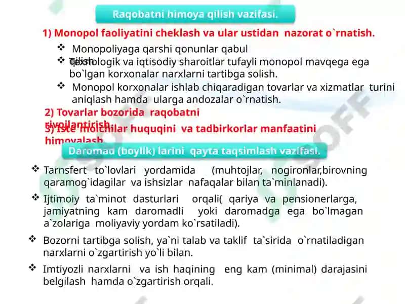 Bozor iqtisodiyotini tartibga solish 8