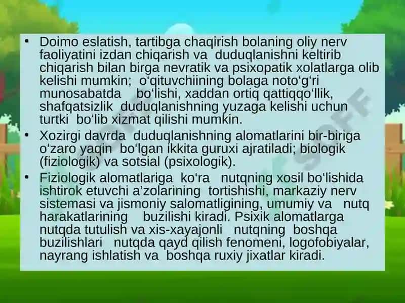 Duduqlanishning kelib chiqish sabablari 8