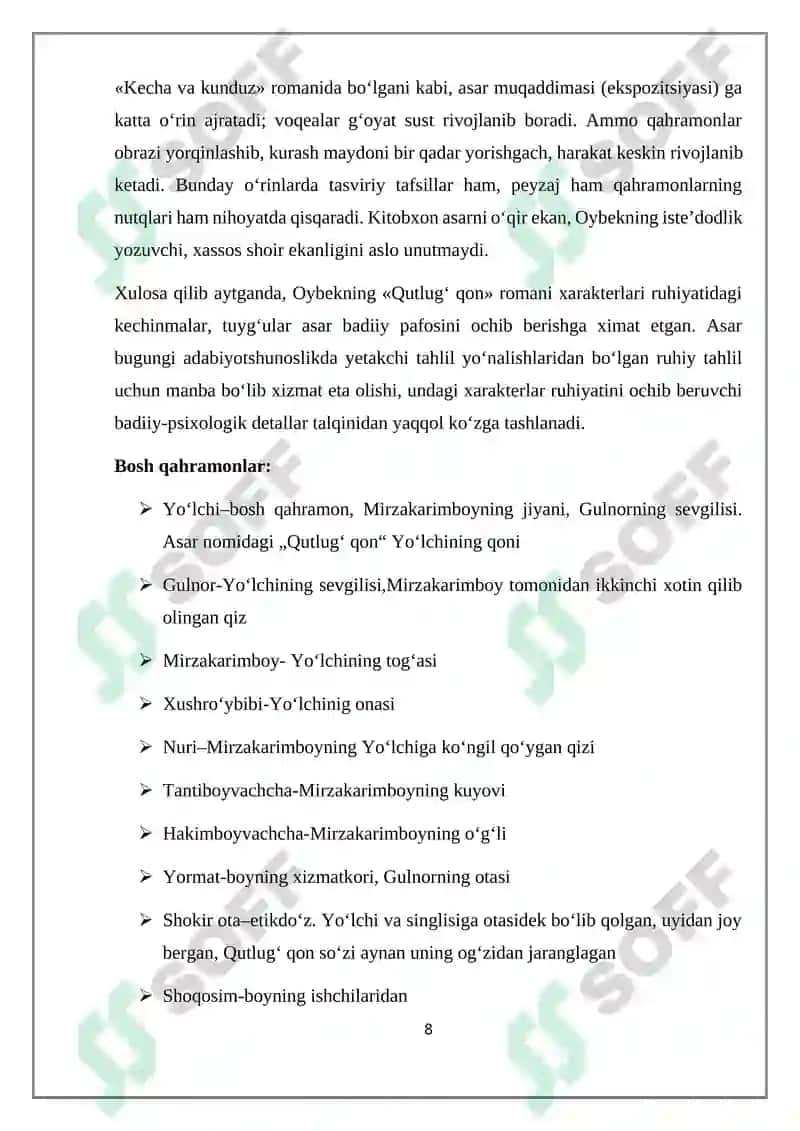 Qutlugʻ qon romanini o‘qitish 8
