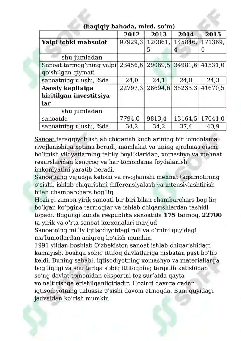 Sanoat-moddiy ishlab chiqarishning eng yirik yetakchi tarmog'i. 8
