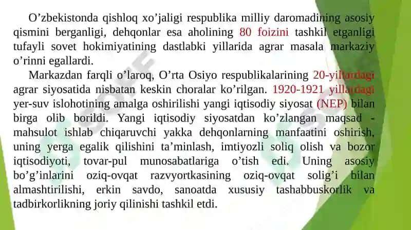 O’zbekistonning 1925-1941-yillardagi holatiga umumiy tasnif 8