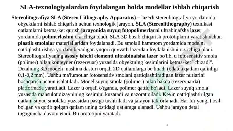 Tezprototiplash va ishlab chiqarish metodologiyasi 8