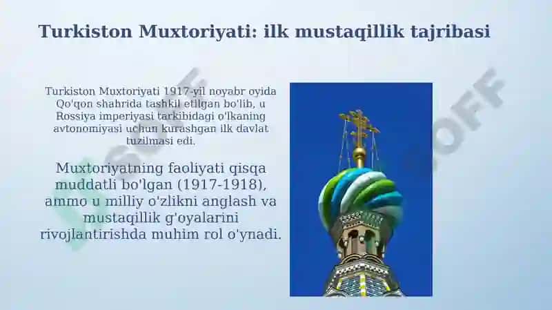 Oʻzbekiston mustaqillik gʻoyalarining tarixiy asoslari 8