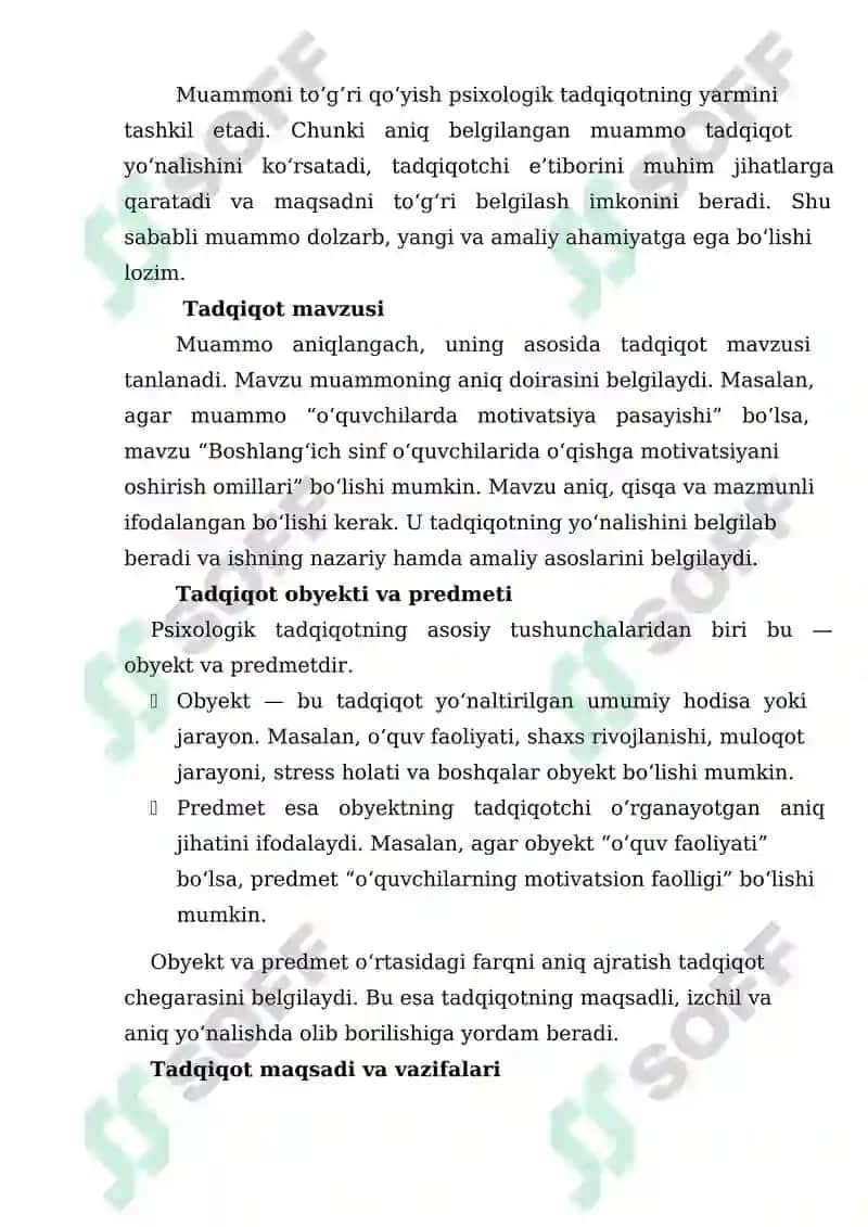 PSIXOLOGIK TADQIQOT TARKIBI VA MANTIQIY IZCHILLIGI 8