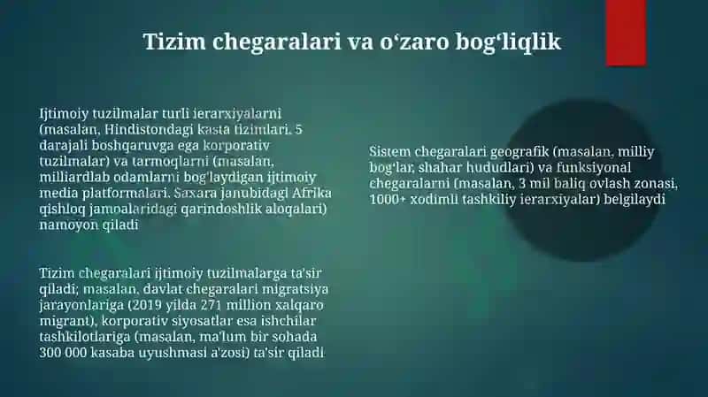 Ijtimoiy Tizimlar va ularning tarkibiy tuzilishi 8