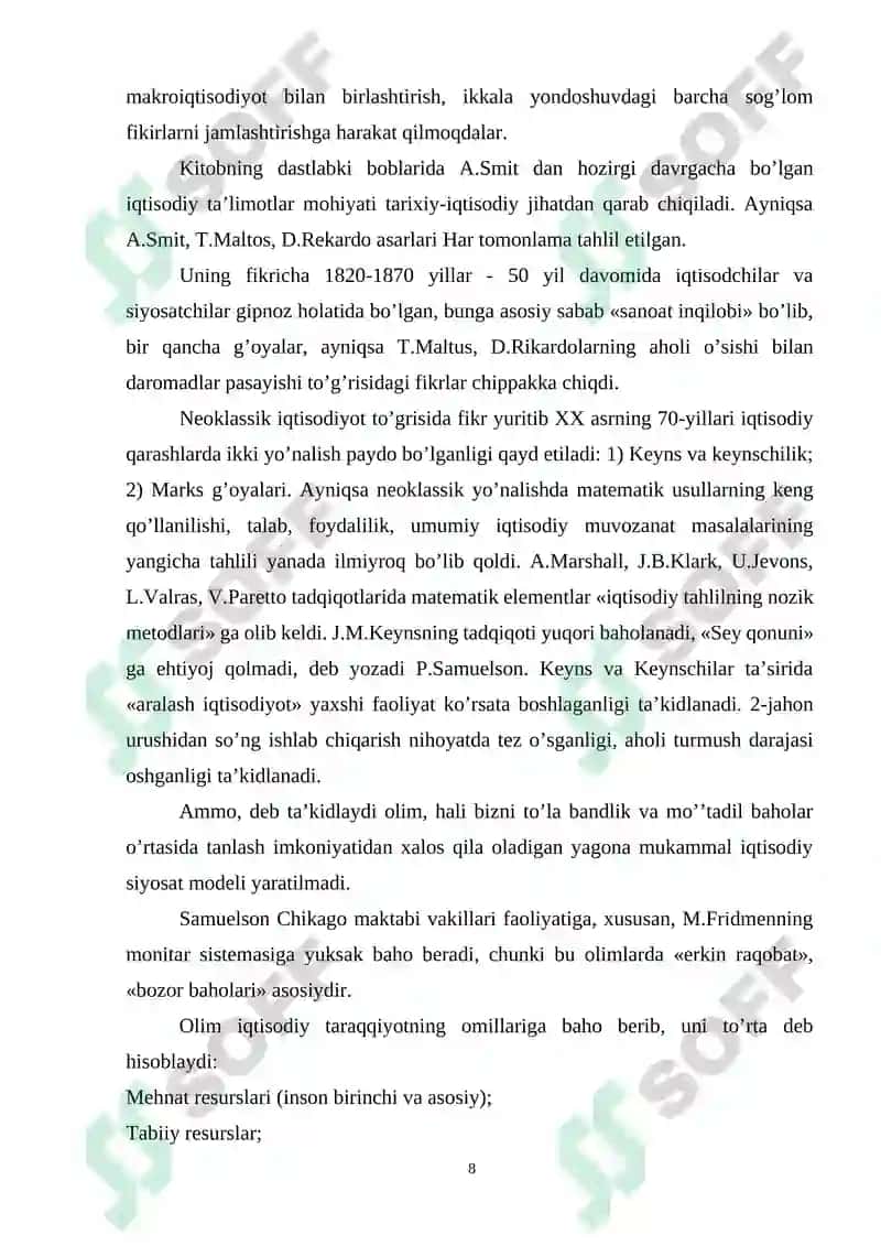 Hozirgi zamon iqtisodiy ta’limotlarining asosiy yo‘nalishlari 8