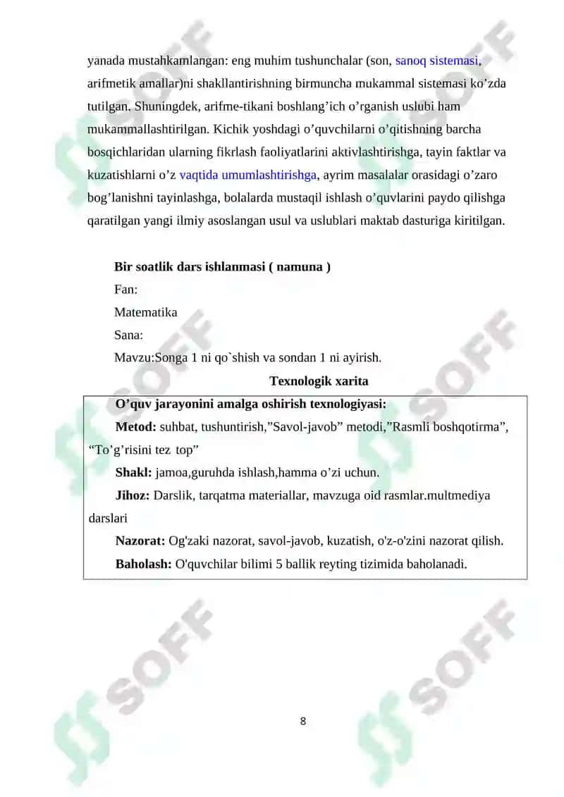 YUZ ICHIDA KO`PAYTIRISH VA BO`LISHGA O`RGATISH METODIKASI 8