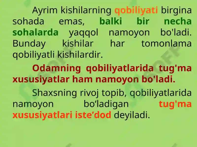 QOBILIYAT va QIZIQISH-HAVAS 8