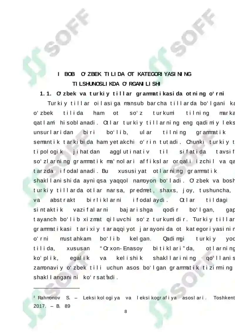 Oʻzbek tilida ot kategoriyasi va uning grammatik xususiyatlari 8