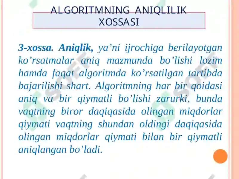 ALGORITMLARNI YARATISH USULLARI VA TURLARI 8