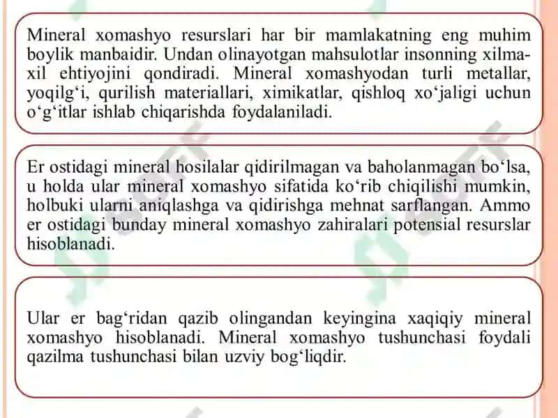 Mineral xomashyo resurslaridan foydalanish 8