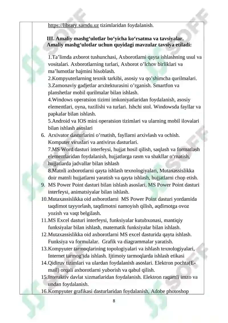 O’QUV USLUBIY MAJMUA 8