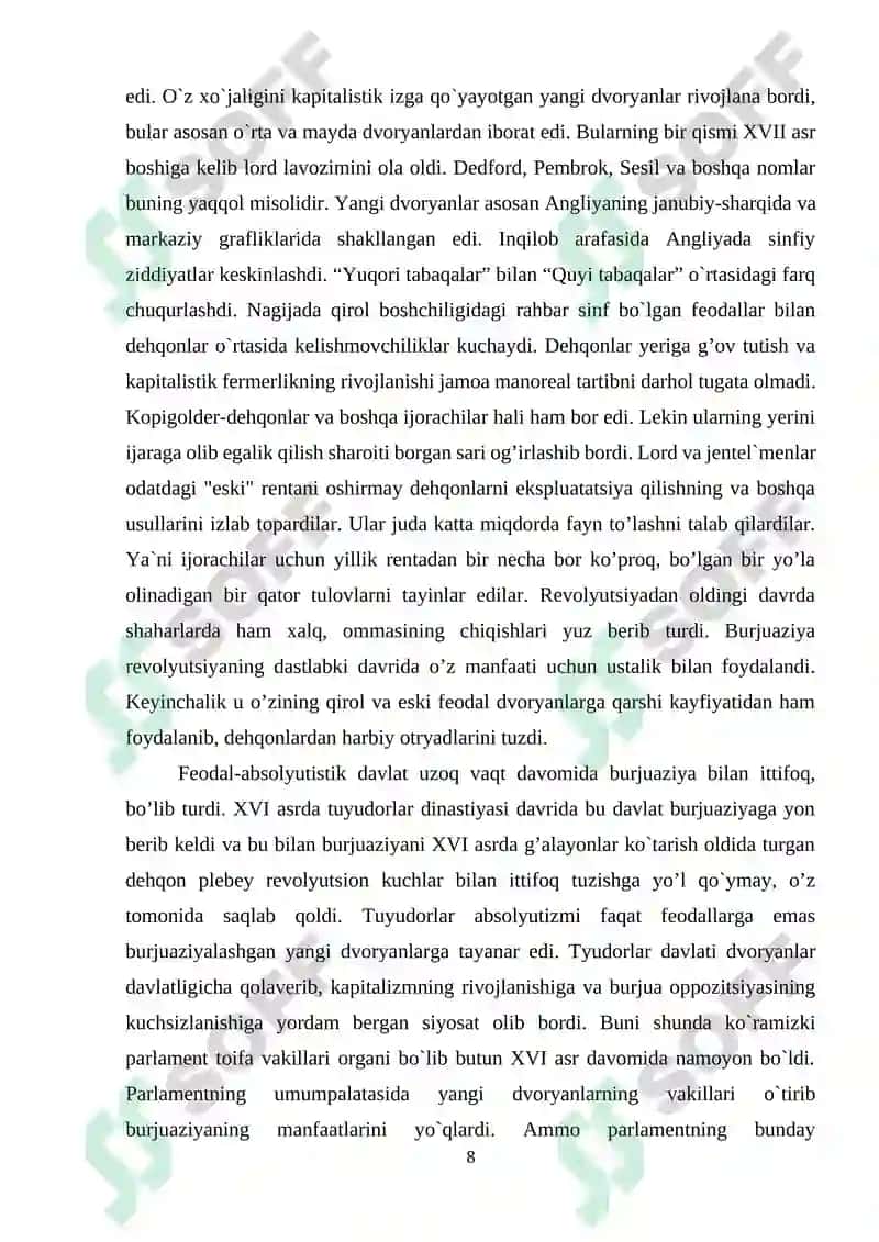XVIII- asrda Angliya sanoat to’ntarishining sabablari va borishi 8