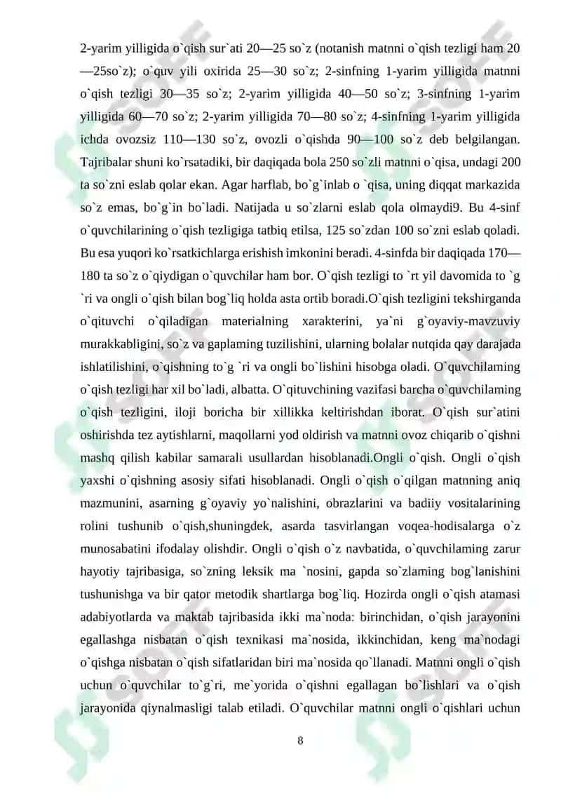 KURS ISHI - O‘qish darslarida ertak o’tish uslubiyoti 8