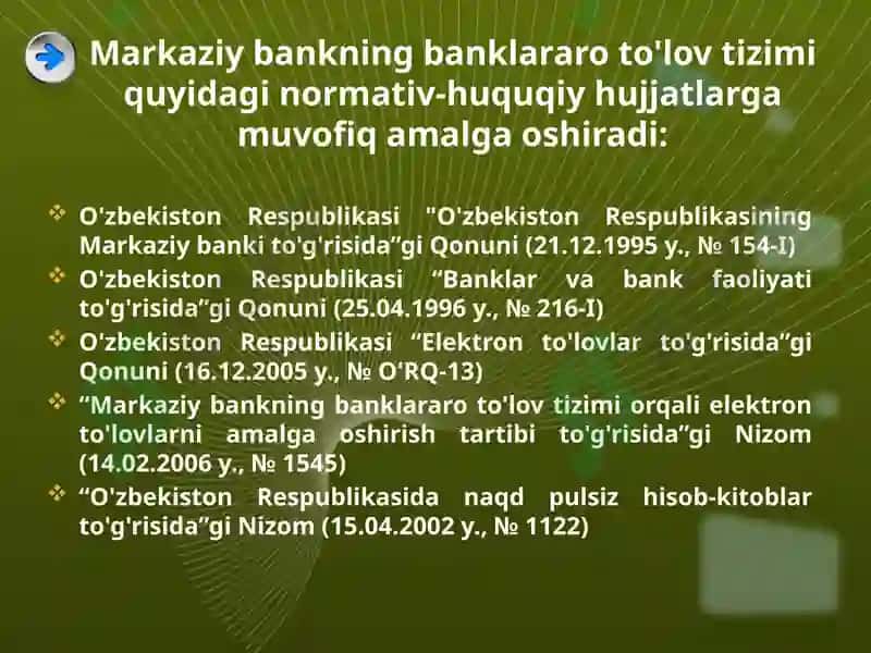 Banklararо hisоb-kitоblarni tashkil qilish, yuritish tartibi va hisоbi. 8