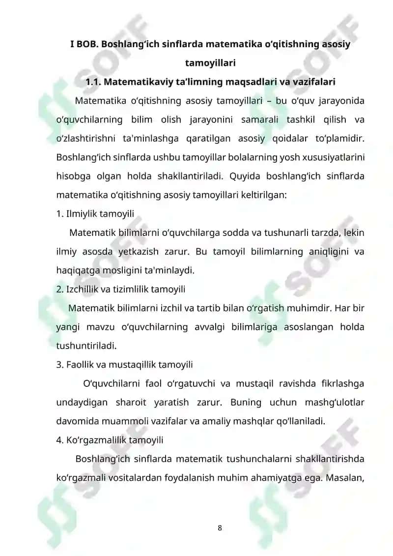 Boshlang'ich sinflarda matematika o'qitish 8