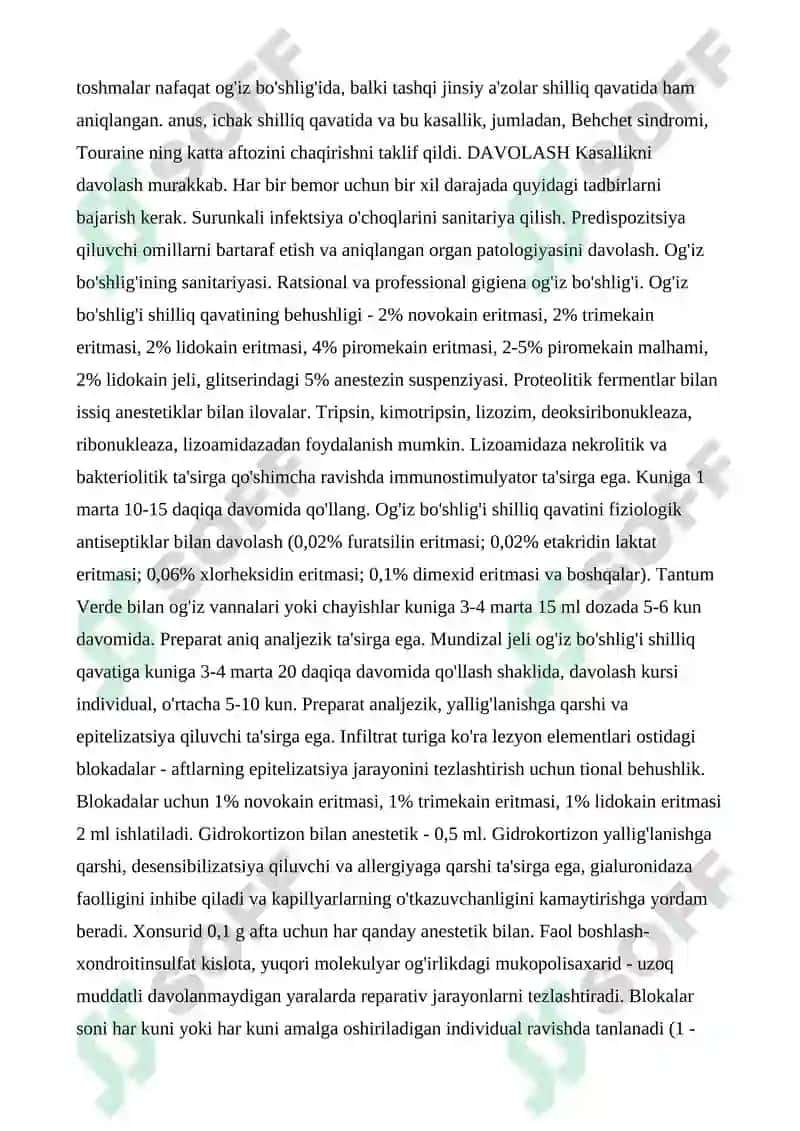 Surunkali qaytalanuvchi aftozli stomatit 8