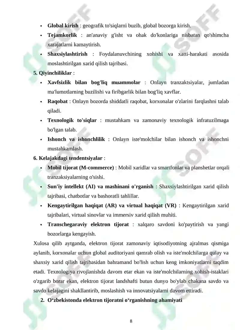 "O‘zbekistonda elektron tijoratni o‘rganishning ahamiyati" 8