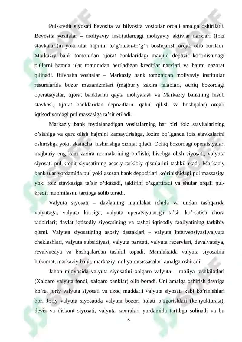 "PUL-KREDIT SIYOSATINING MAQSADLARI VA VOSITALARI" 8