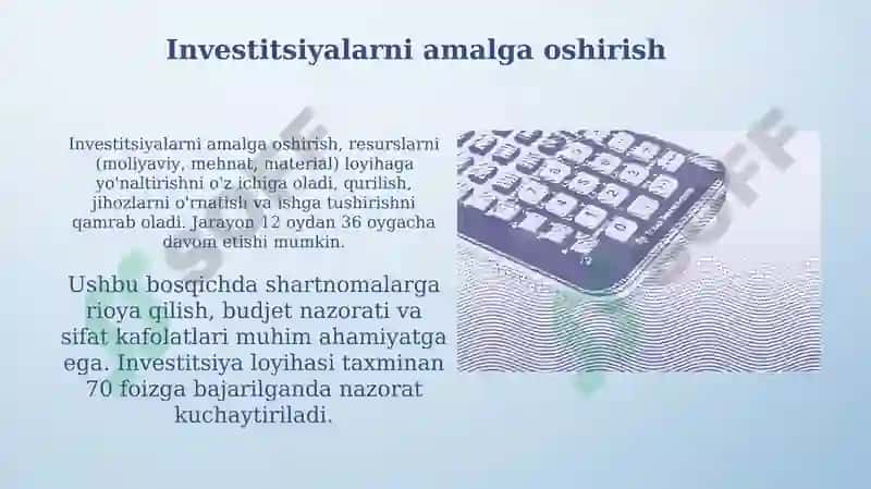 Investitsiya jarayonlarining mazmuni va asosiy bosqichlari 8