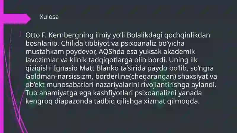 Shaxs taraqqiyotining psixotik, chegaralangan va nevrotik darajalari 8