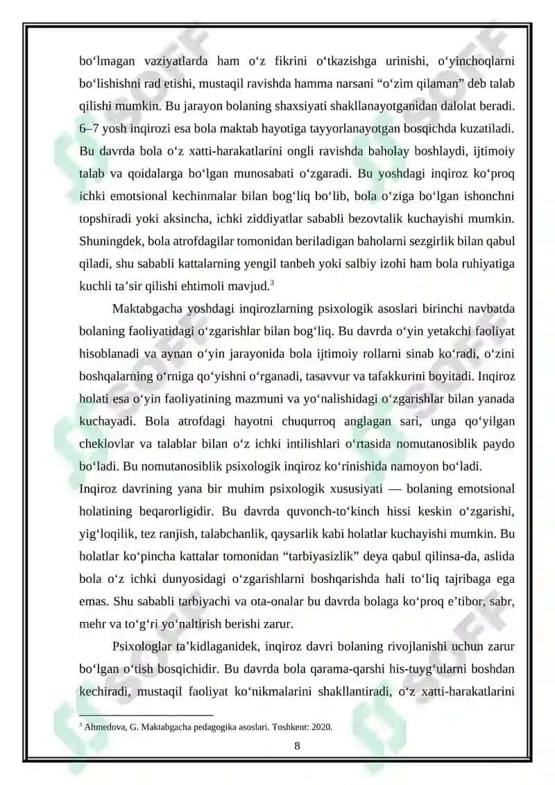 Maktabgacha tarbiya yoshidagi inqiroz 8