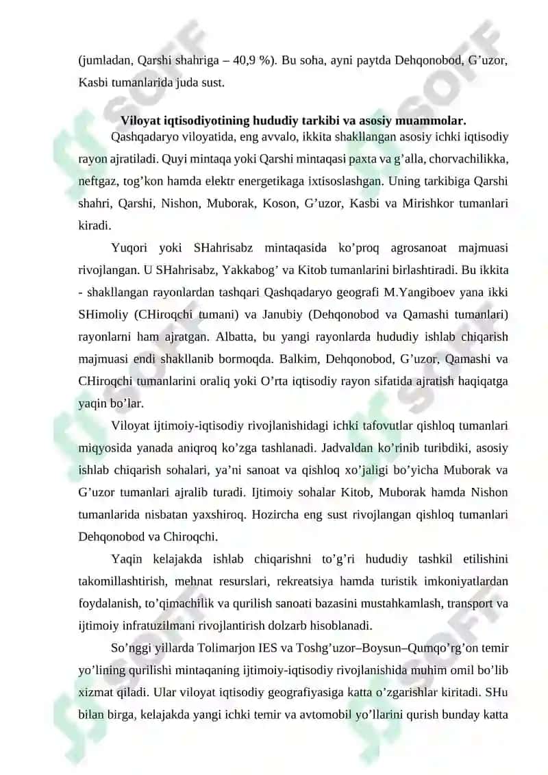 Qashqadaryo mintaqasining ijtimoiy-iqtisodiy rivojlanishining asosiy muammolari va yo‘nalishlarini aniqlash 8