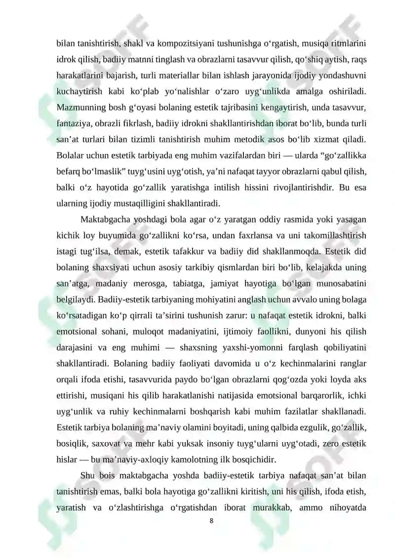 Badiiy-estetik tarbiyada milliy naqshlarning o’rni 8