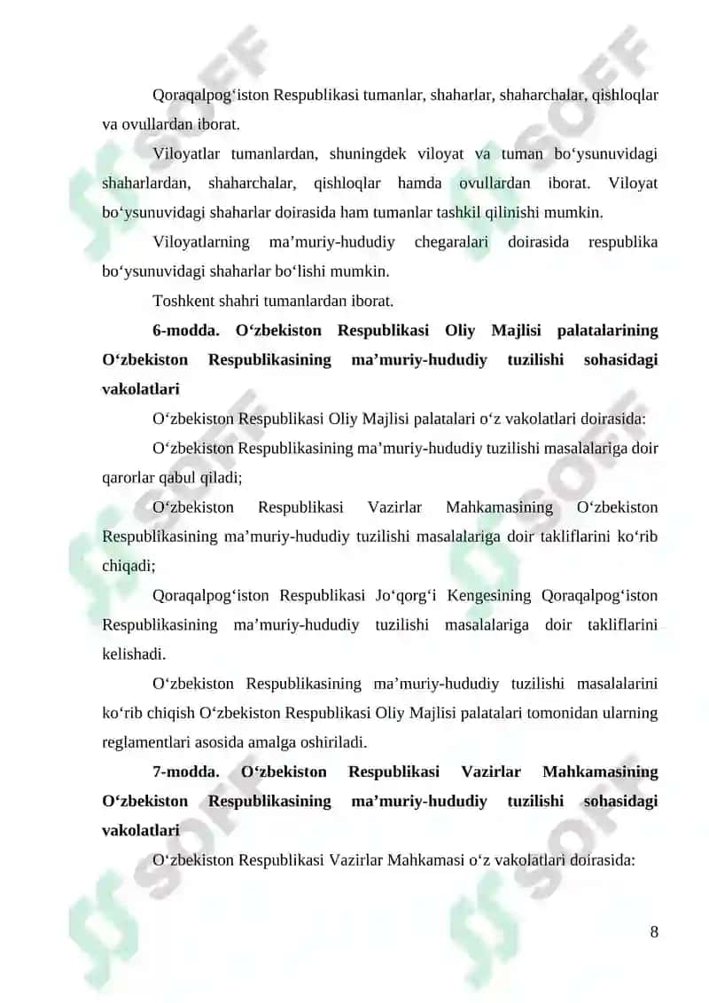 O’zbekistonning ma’muriy-siyosiy tuzilishi kurs ishi 8