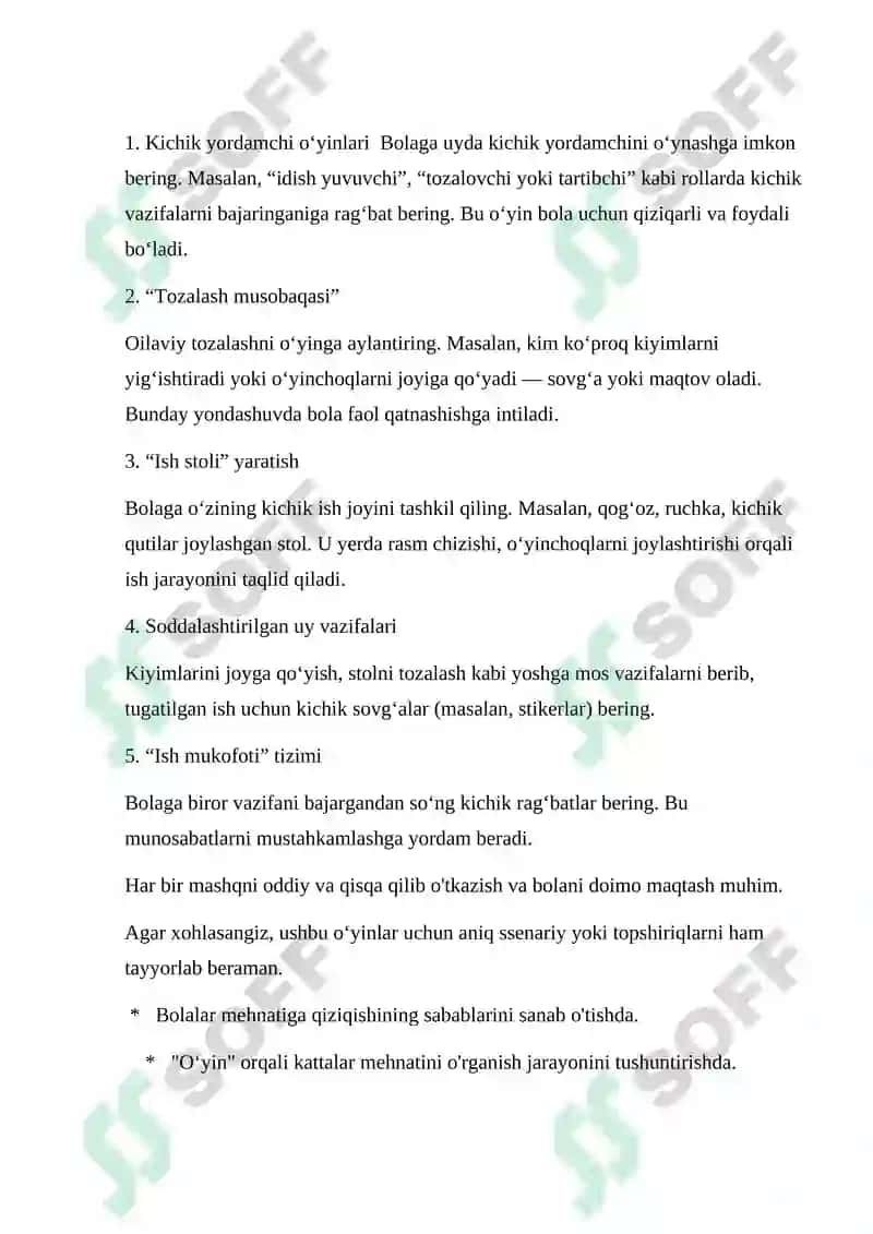 Ilk yoshdgi bolalarni kattalar mehnatiga munosabati 8