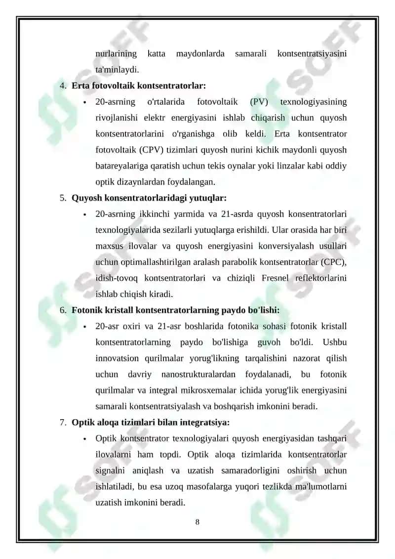 Optik konsentrator haqida maʼlumot 8