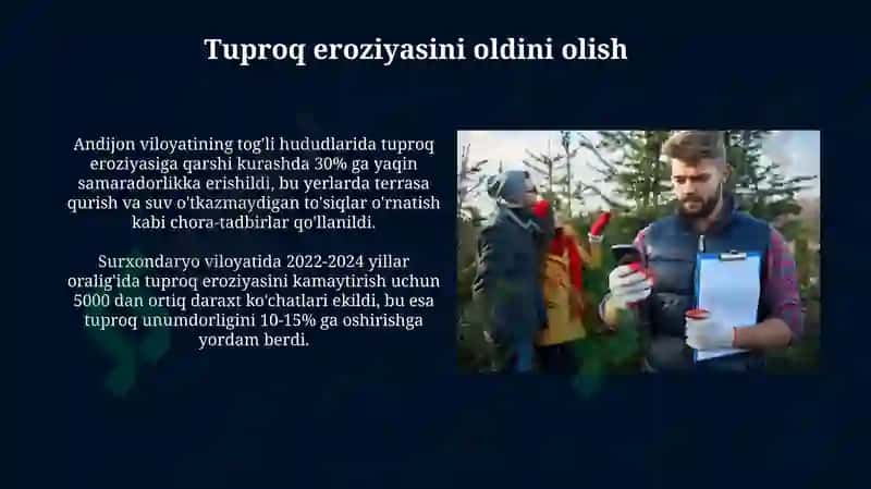 Ekologiya sohasida qilinayotgan chora tadbirlar 8