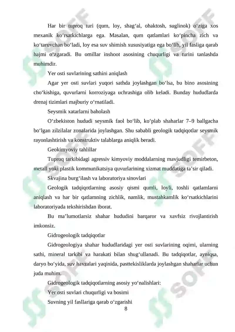 Shaharlarda Injenerlik Tayyorgarlik Ishlarini Olib Borish 8