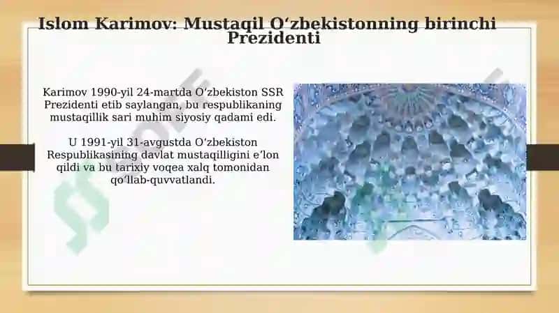 Mustaqil Oʻzbekiston Respublikasining tashkil topishi va uning tarixiy ahamiyati 8