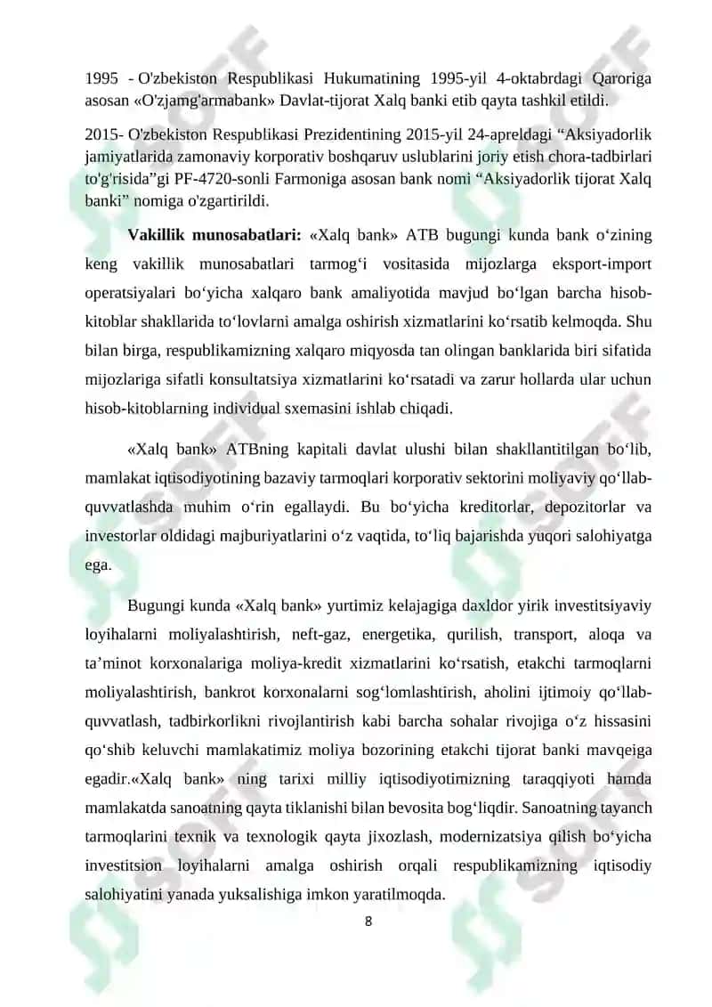 "Xalq bank" amaliy hisobot 8