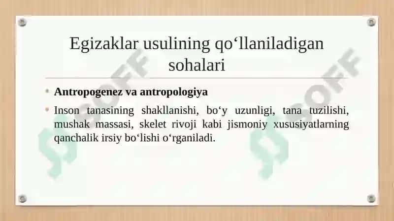 Antropogenetik usul Egizaklar usuli 8