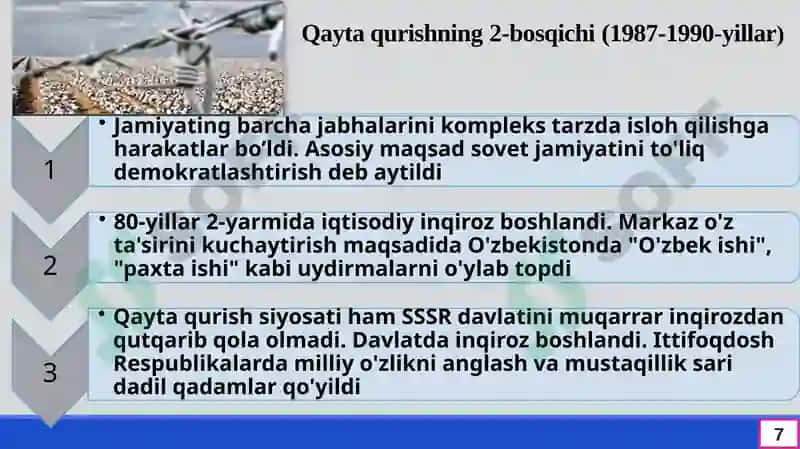 Mustaqillikka erishisharafasida O’zbekistondagi ijtimoiy-siyosiy jarayonlar 8