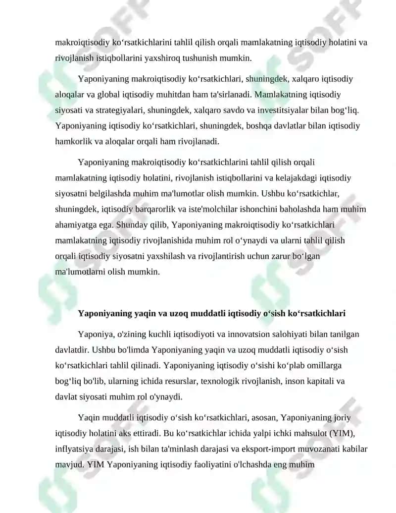 YAPONIYA DAVLATINING MAKROIQTISODIY KO‘RSATKICHLARI TASNIFI 8