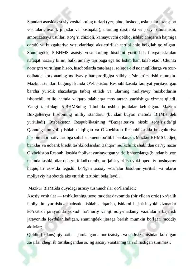 “ASOSIY VOSITALAR HISOBI” NOMLI 5-BHMS VA UNING MAZMUNI 8