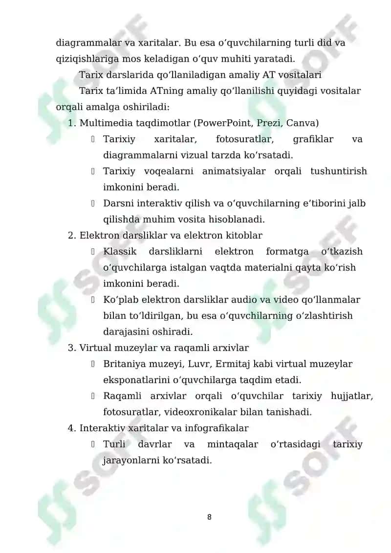 Tarix ta’limida axborot texnologiyalaridan foydalanish. 8