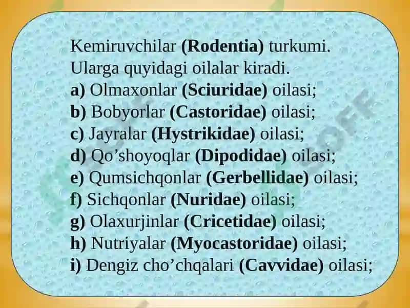 Sutemizuvchilar (mammalia) sinfi 8
