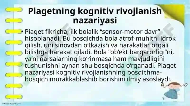 Ilk bolalik davrida shaxslarni rivojlanishga oid nazariy tahlillar 8