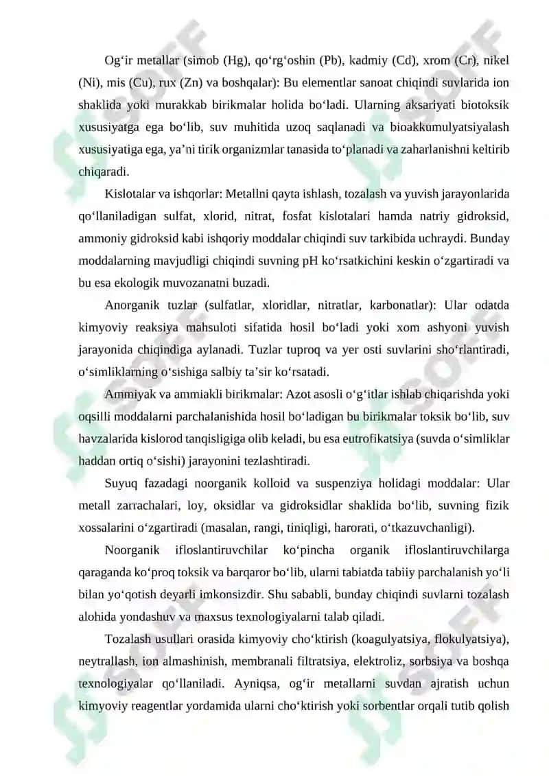 Sanoat chiqindi suvlarini tozalash usullari 8